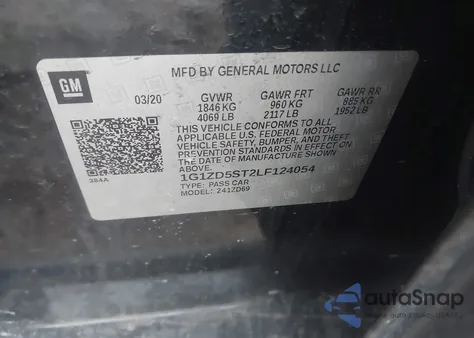 2020 Chevrolet Malibu Fwd Lt from USA, damaged, VIN 1G1ZD5ST2LF124054